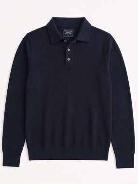 Abercrombie & Fitch Men’s Navy Cotton Cashmere Polo Sweater Size S